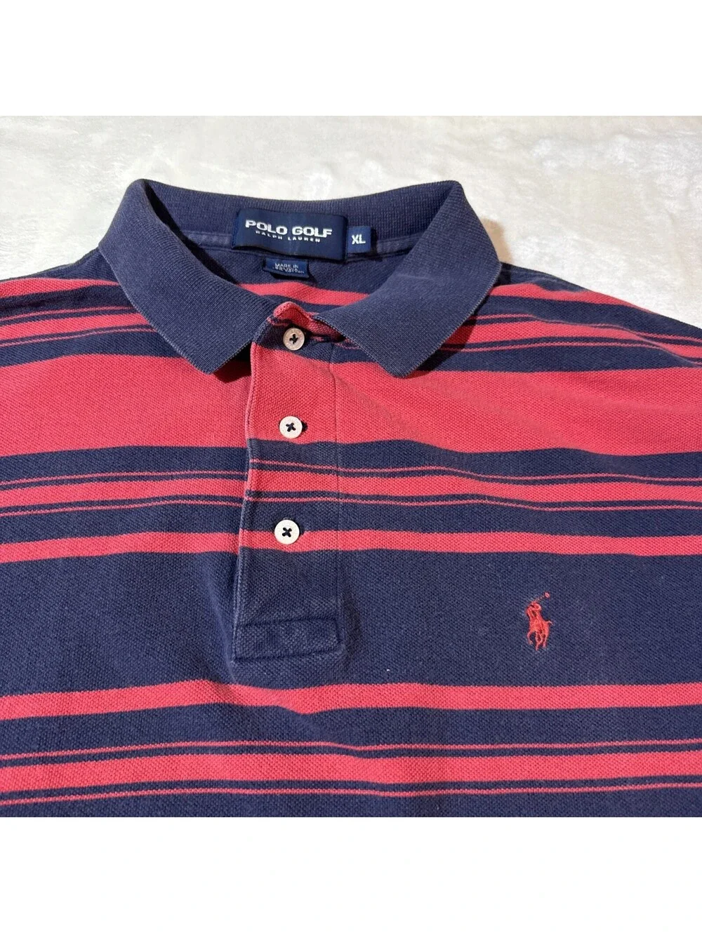 Polo Golf Ralph Lauren Red Striped Polo Shirt Men’s XLarge 100% Cotton